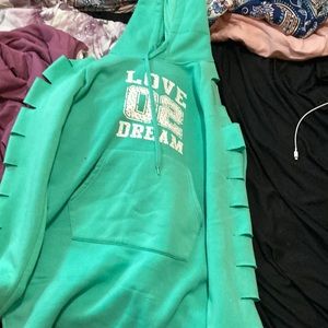 Long hoodie dress with cute on the sleeve a warm inside